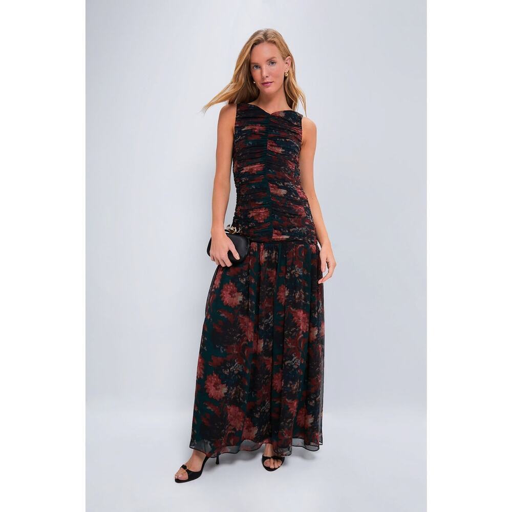 TUCKERNUCK Persimmon Floral Chiffon Eloise Dress Size 8 NWT